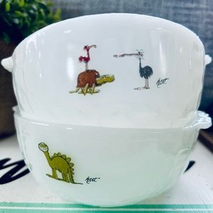 2- Vintage Fire King Marathon Oil BC Comics Bowls -Johnny Hart